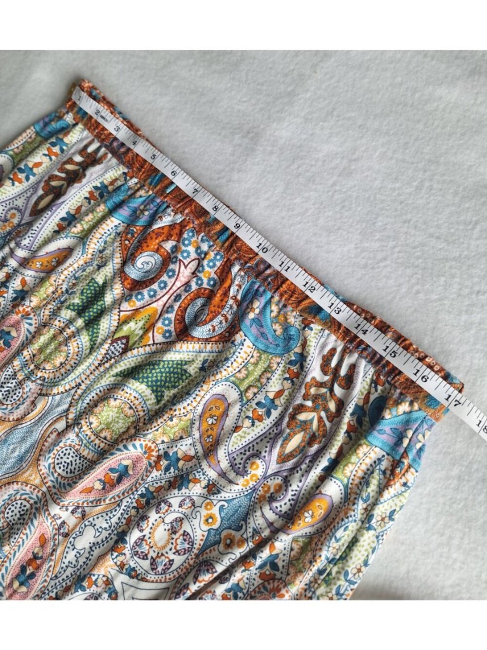 💙 Boho Paisley Maxi Skirt Multicolor Pull On Size XL Elastic Waist Festival Boh - Picture 4 of 7